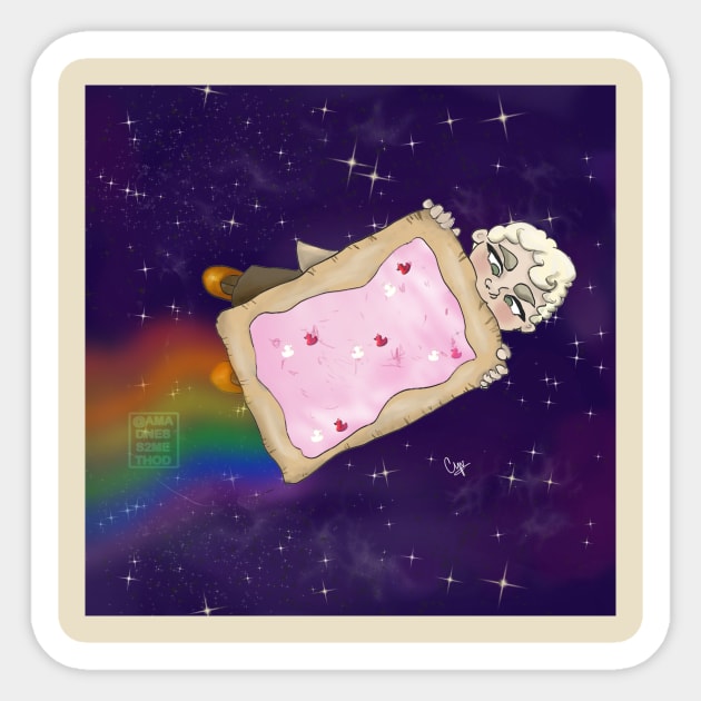 Aziraphale on a Pop Tart (Nyanziraphale) Sticker by amadness2method